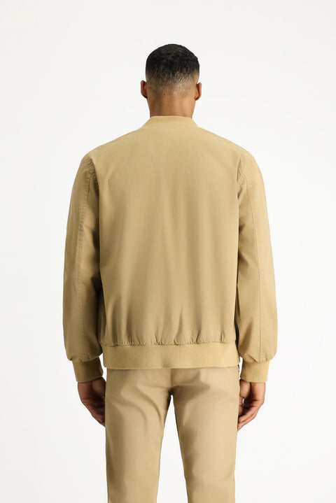 Açık Bej Mevsimlik Ribanalı Pamuklu Bomber Ceket Mont