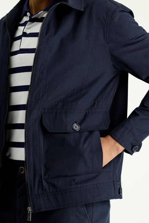 Orta Lacivert Mevsimlik Spor Pamuklu Ceket Mont