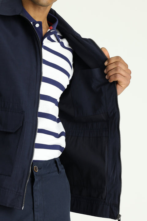 Orta Lacivert Mevsimlik Spor Pamuklu Ceket Mont