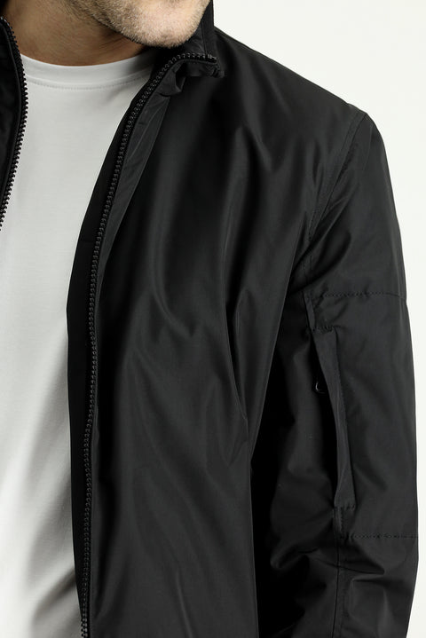 Siyah Ribanalı Mevsimlik Spor Bomber Ceket Mont