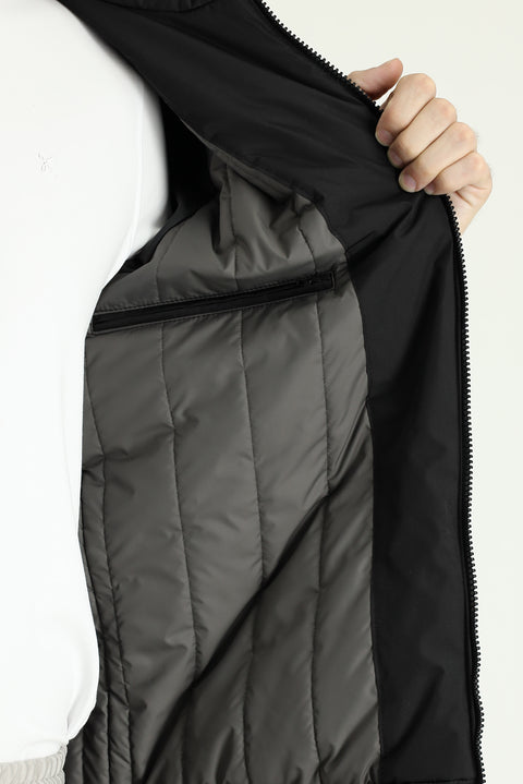 Siyah Ribanalı Mevsimlik Spor Bomber Ceket Mont