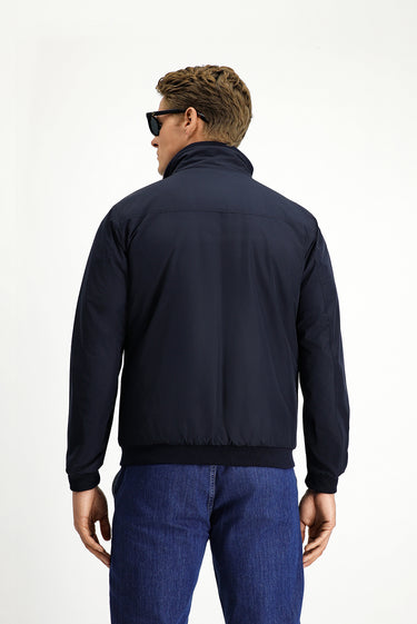 Koyu Lacivert Ribanalı Mevsimlik Spor Bomber Ceket Mont