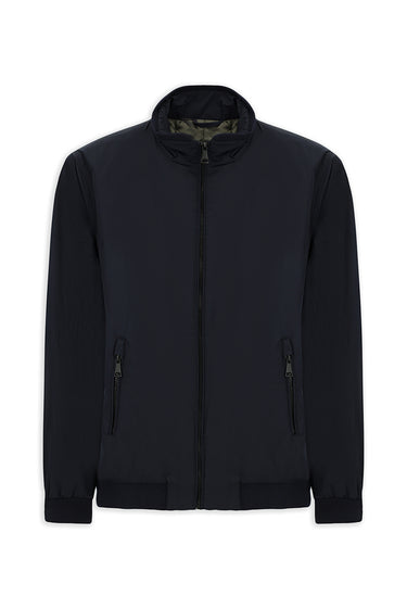 Koyu Lacivert Ribanalı Mevsimlik Spor Bomber Ceket Mont