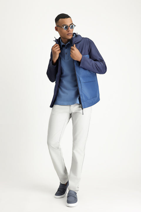 Orta Lacivert Mevsimlik Kapüşonlu Spor Mont