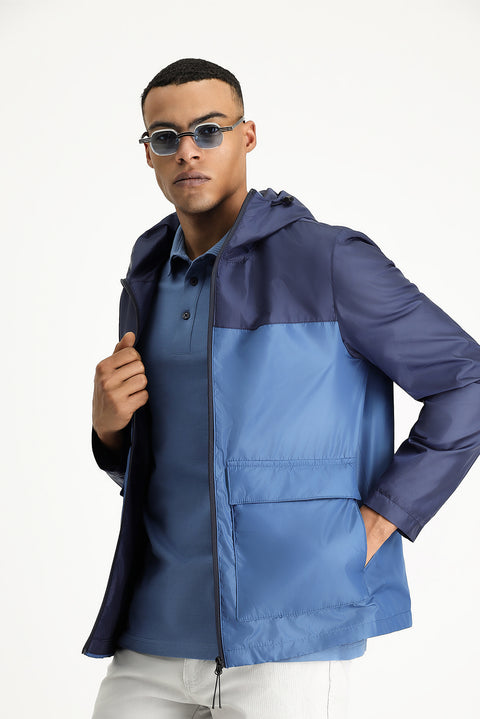 Orta Lacivert Mevsimlik Kapüşonlu Spor Mont