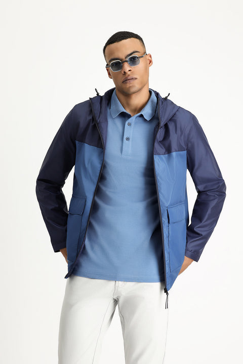 Orta Lacivert Mevsimlik Kapüşonlu Spor Mont