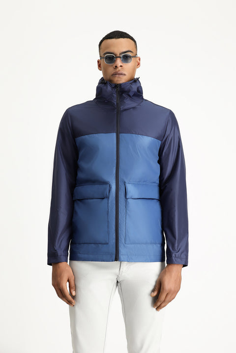 Orta Lacivert Mevsimlik Kapüşonlu Spor Mont