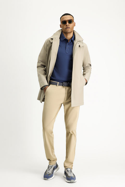 Açık Bej Kapüşonlu Klasik Pardösü & Trençkot