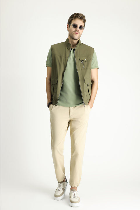 Orta Haki Pamuklu Utility/Safari Cepli Yelek