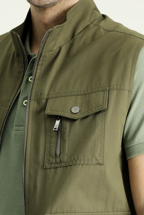 Orta Haki Pamuklu Utility/Safari Cepli Yelek