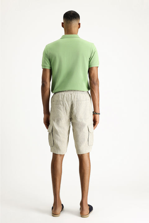 Orta Bej 4 Drop Relaxed Fit Rahat Kesim Bermuda Şort