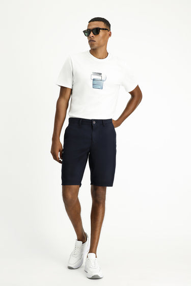 Koyu Lacivert Regular Fit Pamuklu Bermuda Şort