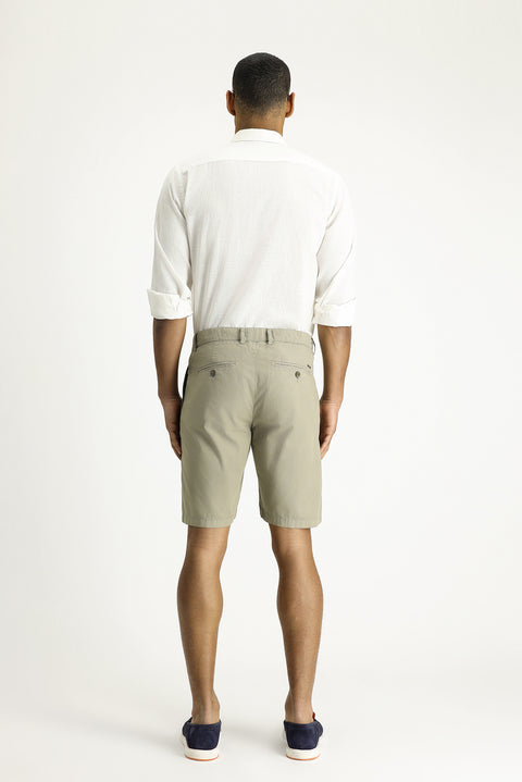 Light Khaki Regular Fit Standard Cut Cotton Bermuda Shorts