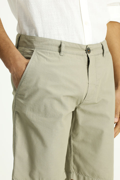 Light Khaki Regular Fit Standard Cut Cotton Bermuda Shorts
