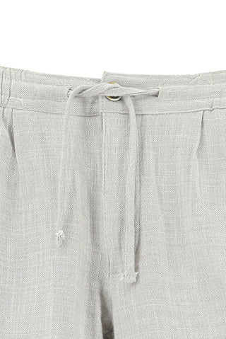  Aç?k Gri 7 Drop Slim Fit Dar Kesim Beli Lastikli ?pli Pamuk Bermuda ?ort-Ki??l?