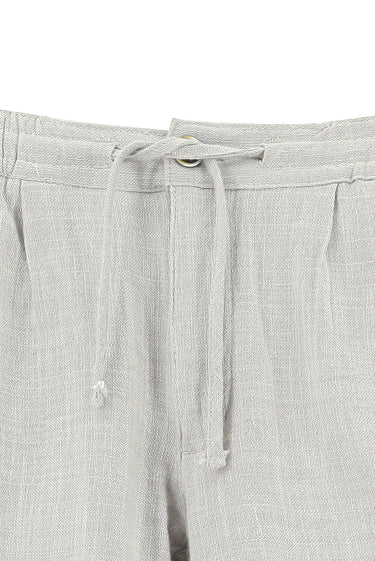  Açık Gri Slim Fit Dar Kesim Beli Lastikli İpli Pamuk Bermuda Şort