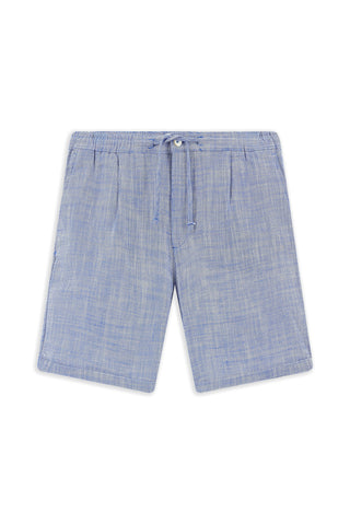  Mavi 7 Drop Slim Fit Dar Kesim Beli Lastikli ?pli Pamuk Bermuda ?ort-Ki??l?