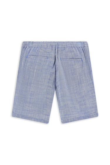  Mavi Slim Fit Dar Kesim Beli Lastikli İpli Pamuk Bermuda Şort
