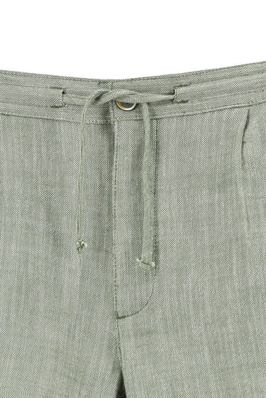  Koyu Haki Slim Fit Dar Kesim Beli Lastikli İpli Pamuk Bermuda Şort