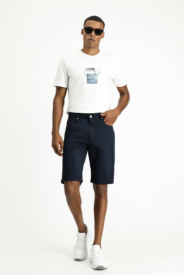 Koyu Lacivert 4 Drop Relaxed Fit Rahat Kesim Bermuda Şort