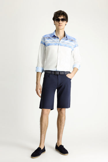 Koyu Lacivert Regular Fit Pamuklu Bermuda Şort