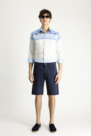 Koyu Lacivert Regular Fit Pamuklu Bermuda Şort