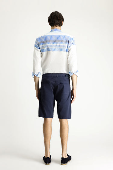 Koyu Lacivert Regular Fit Pamuklu Bermuda Şort