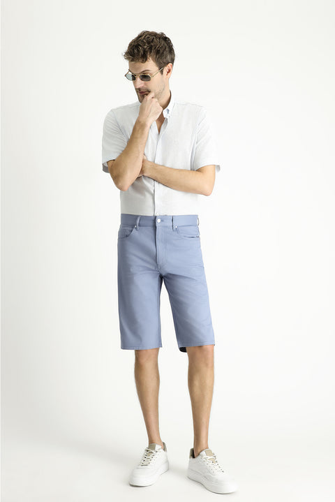 Havacı Mavi 4 Drop Relaxed Fit Rahat Kesim Bermuda Şort