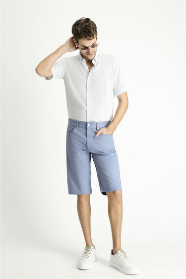 Havacı Mavi 4 Drop Relaxed Fit Rahat Kesim Bermuda Şort