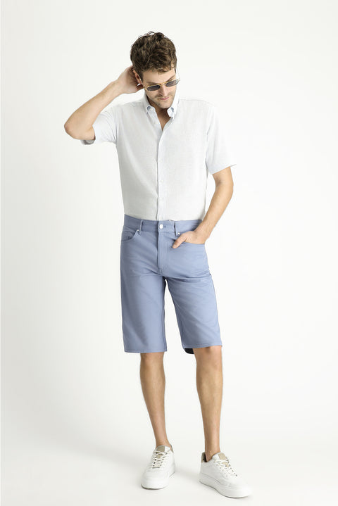 Havacı Mavi 4 Drop Relaxed Fit Rahat Kesim Bermuda Şort