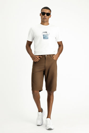 Orta Kahve Regular Fit Pamuklu Bermuda Şort