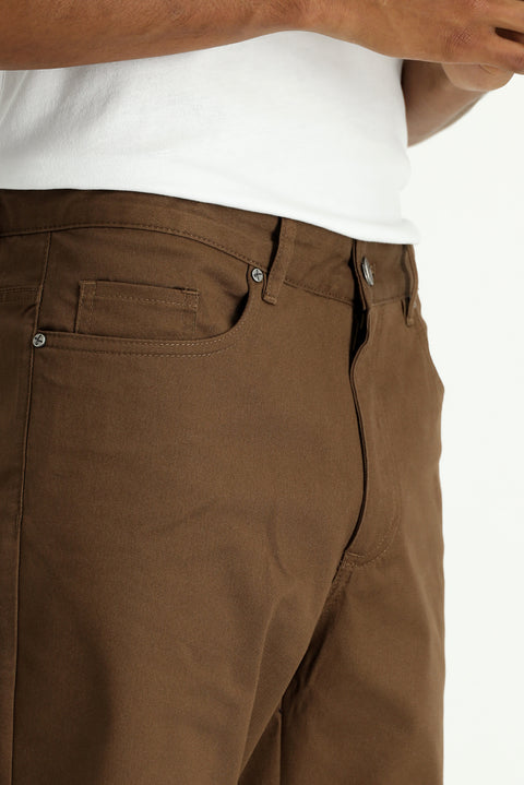 Orta Kahve Relaxed Fit Rahat Kesim Pamuklu Bermuda Şort