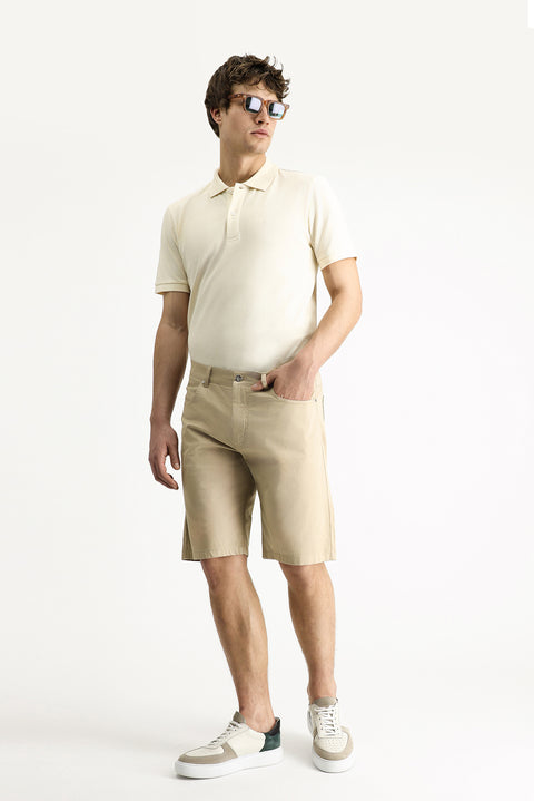 Açık Bej 4 Drop Relaxed Fit Rahat Kesim Bermuda Şort