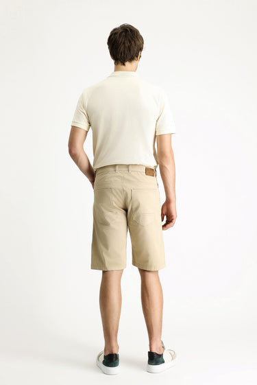  Açık Bej Relaxed Fit Rahat Kesim Bermuda Şort