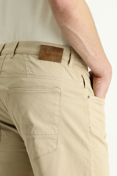 Açık Bej 6 Drop Regular Fit Standart Kesim Pamuklu Bermuda Şort