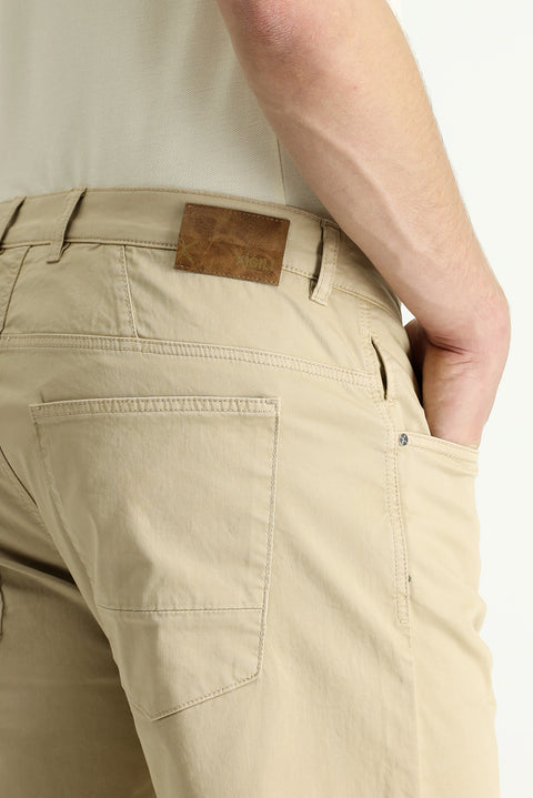 Açık Bej 6 Drop Regular Fit Standart Kesim Pamuklu Bermuda Şort