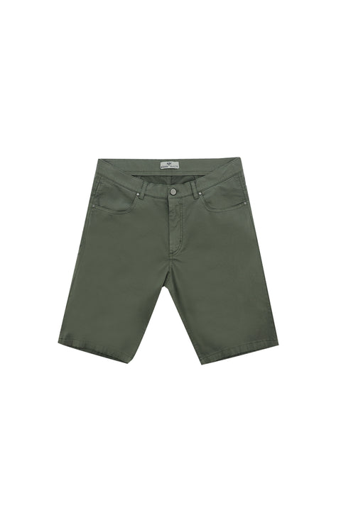 Orta Haki 4 Drop Relaxed Fit Rahat Kesim Pamuklu Bermuda Şort