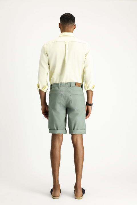 Çağla Yeşili 6 Drop Regular Fit Standart Kesim Pamuklu Bermuda Şort