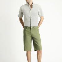 Olive Green Regular Fit Standard Cut Cotton Bermuda Shorts