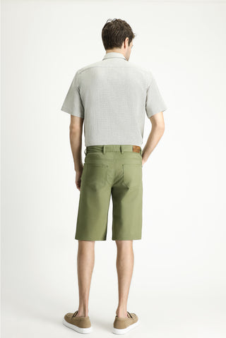  Yağ Yeşili-Olive Relaxed Fit Rahat Kesim Bermuda Şort