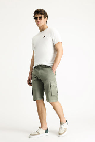  Orta Haki 6 Drop Regular Fit Standart Kesim Pamuklu Bermuda Kargo ?ort-Ki??l?