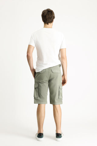  Orta Haki 6 Drop Regular Fit Standart Kesim Pamuklu Bermuda Kargo ?ort-Ki??l?