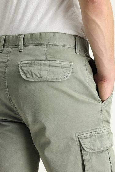 Orta Haki Regular Fit Pamuklu Bermuda Kargo Şort