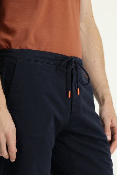 Koyu Lacivert Regular Fit Beli Lastikli İpli Pamuklu Bermuda Şort