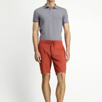 Kiremit Regular Fit Beli Lastikli İpli Pamuklu Bermuda Şort