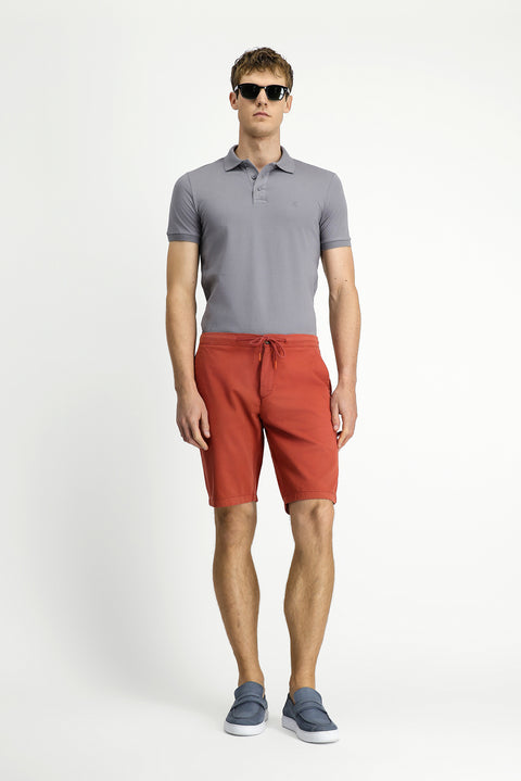 Tile Regular Fit Standard Cut Elasticated Waist Drawstring Cotton Bermuda Shorts