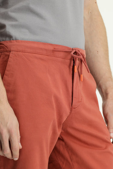 Kiremit Regular Fit Beli Lastikli İpli Pamuklu Bermuda Şort