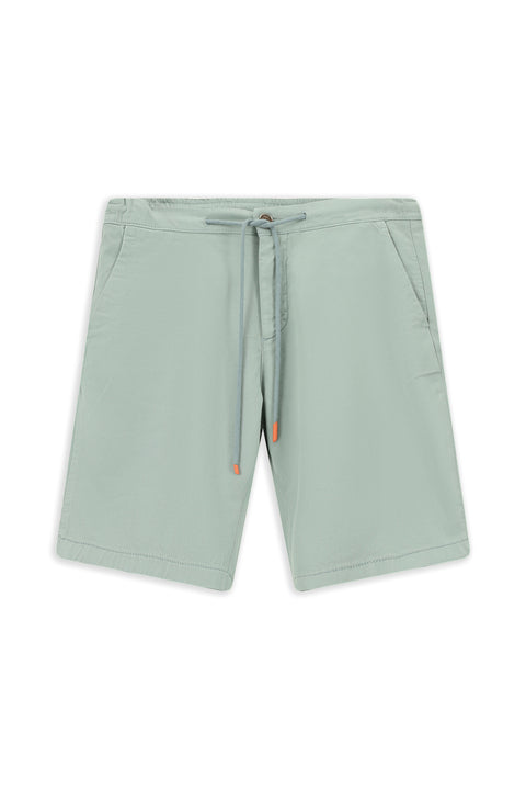 Su Yeşili 6 Drop Regular Fit Standart Kesim Beli Lastikli İpli Pamuklu Bermuda Şort