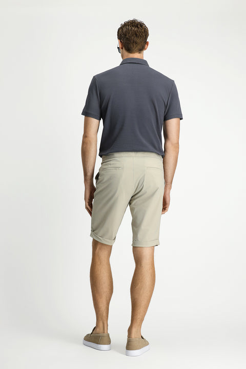 Light Beige Super Slim Fit Extra Narrow Cut Techno-Line Lycra Bermuda Shorts