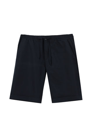  Koyu Lacivert Techno-Line 7 Drop Slim Fit Dar Kesim Beli Lastikli İpli Baskılı Bermuda Şort